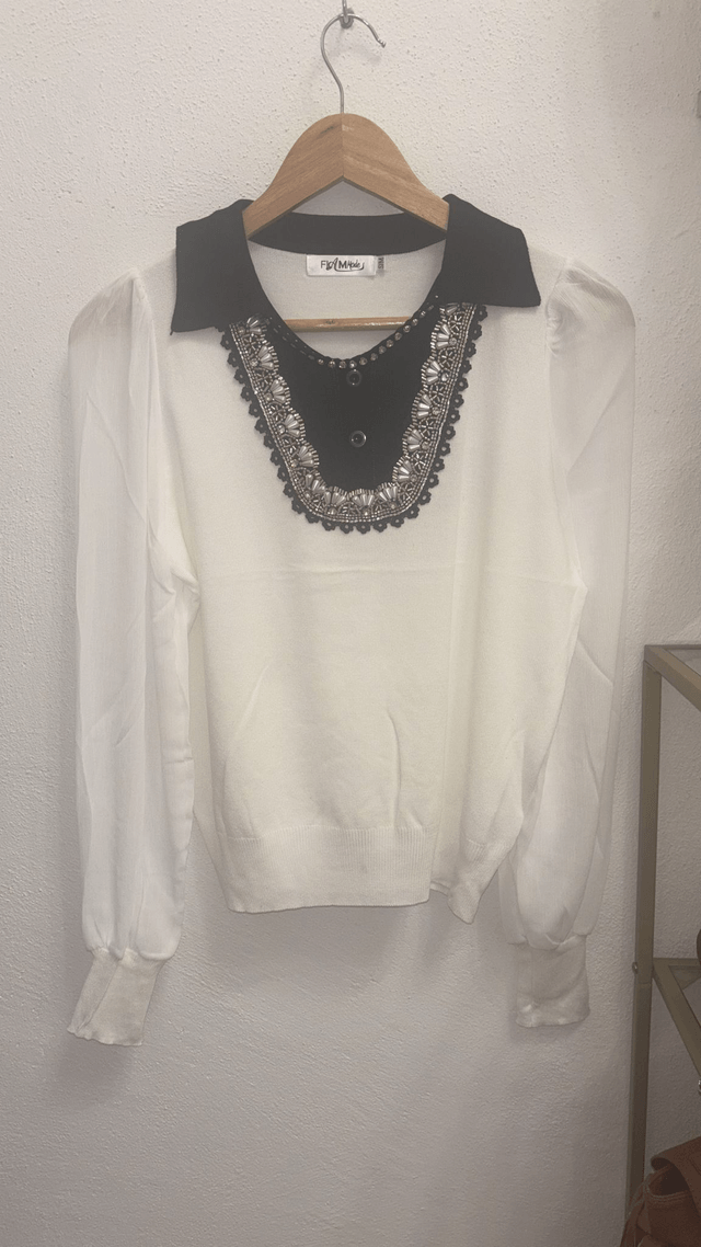 MAGLIA STRASS E PERLINE