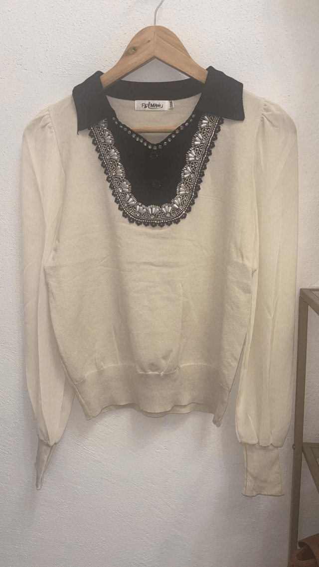 MAGLIA STRASS E PERLINE